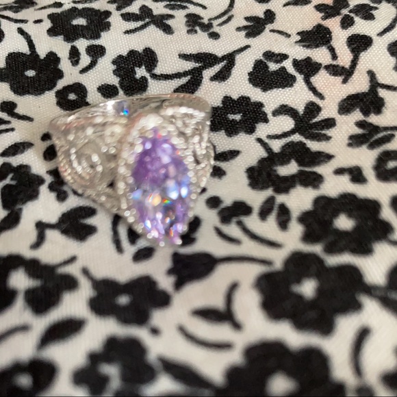 Marquis amethyst promise ring, size 8, elegant style - Picture 2 of 8